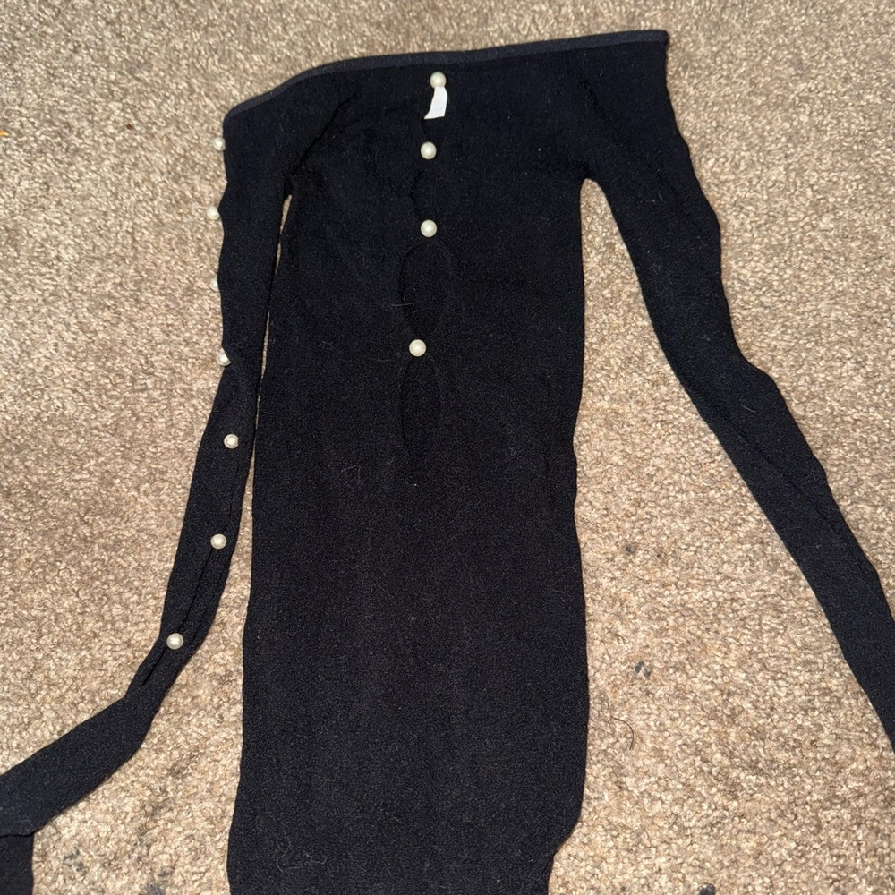 Black bodysuit with pearls